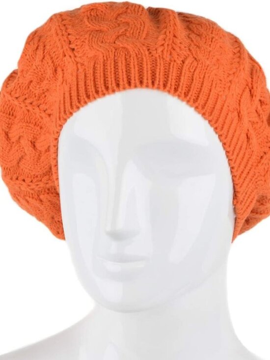 Women\'s Crochet Knitted Style Beanie Slouchy Hat Orange